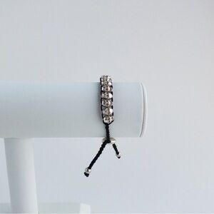 Skeleton Skull Friendship Charm Rope Bracelet Black and Silver Adjustable Unisex